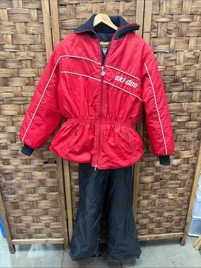 Vintage Ski-Doo Red Puffer Jacket with Snow Pants